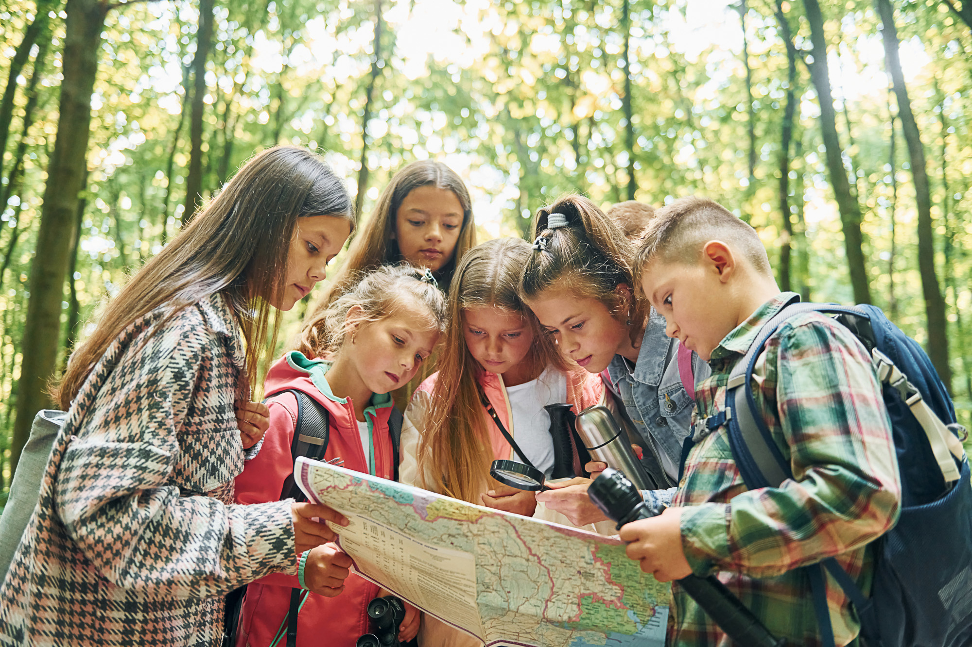Kids Map-Reading in the Woods